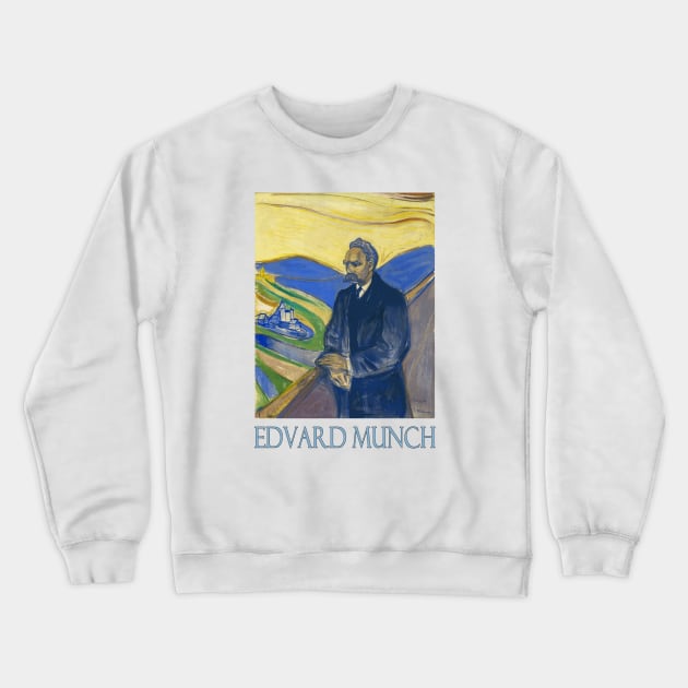 Portrait of Friederich Nietzsche by Edvard Munch Crewneck Sweatshirt by Naves